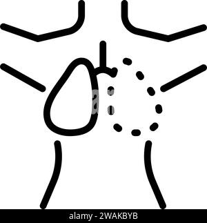 Lineares Symbol der menschlichen Lunge. Einfache Strichdarstellung. Anatomie des Atmungssystems. Vektorisolierte Umrisszeichnung. Stock Vektor