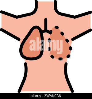 Farbsymbol der menschlichen Lunge. Einfache Strichdarstellung. Anatomie des Atmungssystems. Vektorisolierte Umrisszeichnung. Stock Vektor