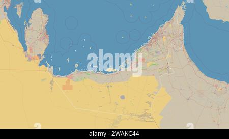 Die Vereinigten Arabischen Emirate werden auf einer topografischen Karte im OSM-Standardstil dargestellt Stockfoto