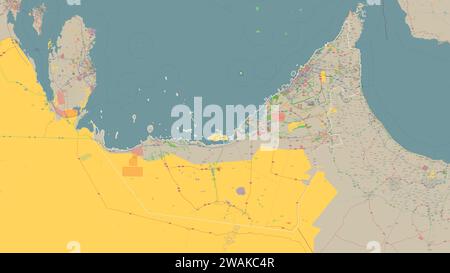 Die Vereinigten Arabischen Emirate werden auf einer topografischen Karte im Stil von OSM France dargestellt Stockfoto