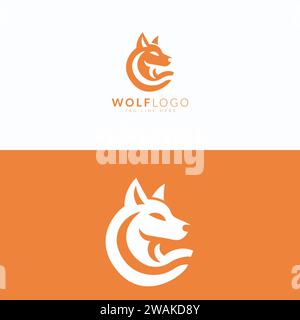 Minimalistisches Wolf Logo-Design in Orange und weiß Farbpalette für Branding-Zwecke Stock Vektor