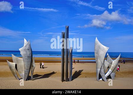 Frankreich, Calvados (14), Saint-Laurent-sur-Mer, Omaha Beach, Les Braves Memorial, von Anilore Banon, 15 Tonnen Edelstahl zu Ehren der Kuh Stockfoto