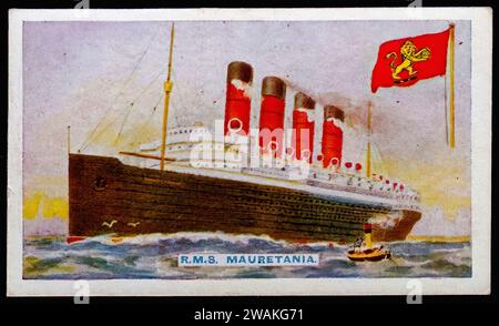 Cunard Liner Mauretania - Vintage Zigarettenkarte Illustration Stockfoto