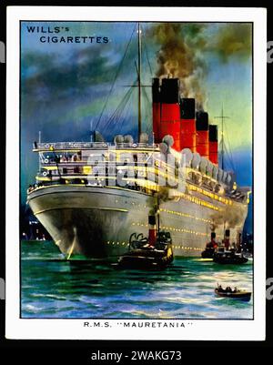 Cunard Liner Mauretania - Vintage Zigarettenkarte Illustration Stockfoto