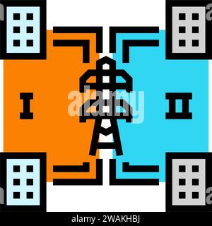 Vektorgrafik für die verteilte Erzeugung des elektrischen Rasters Stock Vektor
