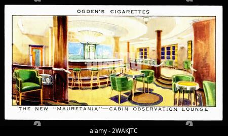 Mauretania Observation Lounge - Vintage Zigarettenkarte Illustration Stockfoto