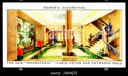 Mauretania Hütte Foyer - Vintage Zigarettenkarte Illustration Stockfoto