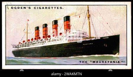 Dampfschiff Mauretania - Vintage Zigarettenkarte Illustration Stockfoto