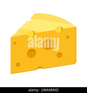 Käsevektorsymbol auf weißem Hintergrund isoliert. Gelbes Cheddar-Milchfutter. Symbol für Frühstück oder Snack. Bio-, Öko-, Bio-Produkt. Vektorabbildung. Stock Vektor