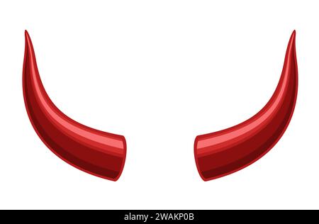 Teufelshörner isoliert auf weißem Hintergrund, Red Teufelshörner satan Horn Ikone. Monster-Symbol. Vektorabbildung. Stock Vektor