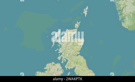 Schottland – Großbritannien auf einer topografischen Karte im humanitären OSM-Stil Stockfoto