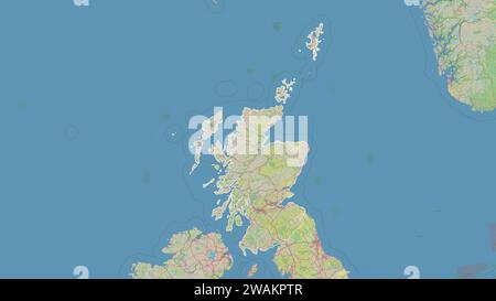 Schottland – Großbritannien auf einer topografischen Karte im Stil OSM Deutschland Stockfoto