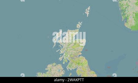 Schottland – Großbritannien auf einer topografischen Karte im Stil von OSM France Stockfoto