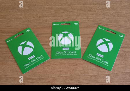 Microsoft Xbox Geschenkkarten, Großbritannien Stockfoto