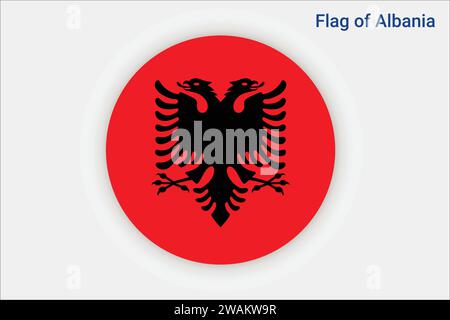 Hohe detaillierte Flagge Albaniens. Albanische Nationalflagge. Europa. 3D-Abbildung. Stock Vektor