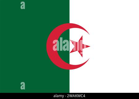 Hochdetaillierte Flagge von Algerien. Algerische Nationalflagge. Afrika. 3D-Abbildung. Stock Vektor