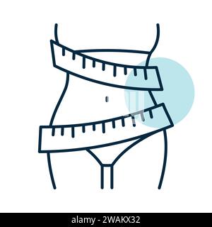 Eleganter Damenbund mit Maßband-Vektor-Symbol. Diagrammsymbol für Fitness und Gewichtsverlust Website und Apps Design, Logo, App, UI Stock Vektor