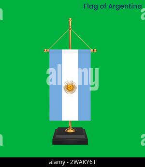 Hochdetaillierte Flagge von Argentinien. Argentinische Nationalflagge. Südamerika. 3D-Abbildung. Stockfoto