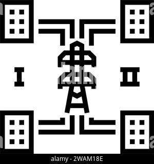 Vektorgrafik für die verteilte Stromerzeugung im Stromnetz Stock Vektor