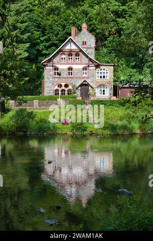 Häuser an der Bode, Dorf Treseburg, Bodetal, Landkreis Harz, Sachsen-Anhalt, Deutschland, Europa Stockfoto