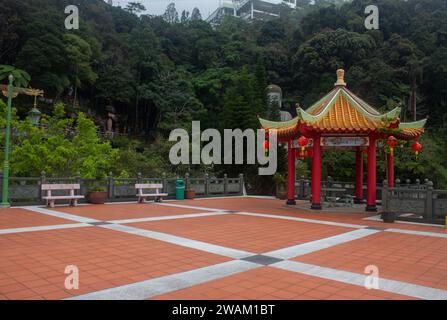 Genting Highlands, Pahang, Malaysia - 1. November 2023: Der riesige Komplex des Chin Swee Caves Temple in Genting Highlands, Pahang, Malaysia. Stockfoto