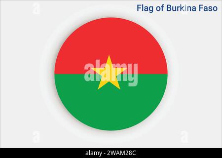 Hohe detaillierte Flagge von Burkina Faso. Nationale Flagge von Burkina Faso. Afrika. 3D-Abbildung. Stock Vektor