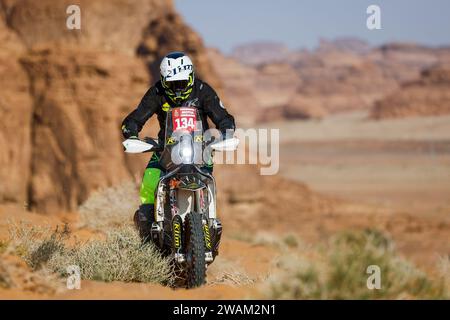 Al Ula, Arabie Saoudite. Januar 2024. 134 FELIU Isaac (Spa), Twintrail Racing Team, KTM, Moto, Originals von Motul, Aktion während des Prologs der Dakar 2024 am 5. Januar 2024 in Al-Ula, Saudi-Arabien - Foto Frédéric Le Floc'h/DPPI Credit: DPPI Media/Alamy Live News Stockfoto