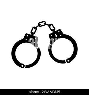 Handschellen-Symbol für die Festnahme von Kriminellen auf weißem Hintergrund. Ausstattung eines Polizisten. Element der Polizei und Gefängnis Ikone der Verhaftung des Täters. R Stock Vektor