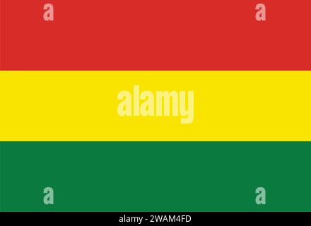 Detaillierte Flagge Boliviens. Bolivianische Nationalflagge. Südamerika. 3D-Abbildung. Stock Vektor