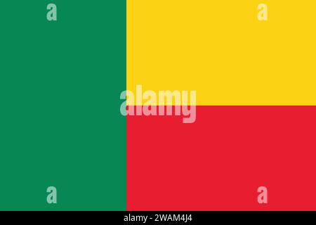 Detaillierte Flagge von Benin. Nationale Benin-Flagge. Afrika. 3D-Abbildung. Stock Vektor