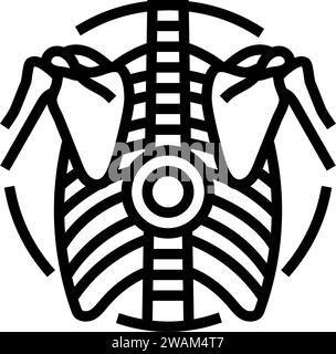 Schmerz Brustwirbelsäule Osteoporose Symptom Linie Symbol Vektor Illustration Stock Vektor