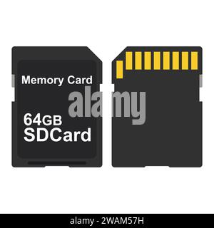 SD-Karte von beiden Seiten isoliert auf weißem Hintergrund. Vektorabbildung Stock Vektor