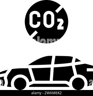 Emissionsfreies Auto Carbon Glyphe Symbol Vektor Illustration Stock Vektor