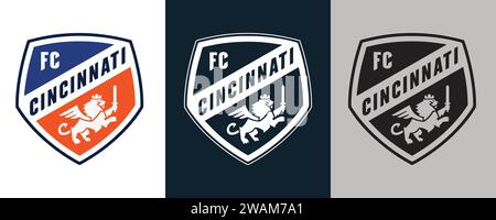 FC Cincinnati Logo 3 Farbe amerikanischer professioneller Fußballverein, Vektor-Illustration abstraktes bearbeitbares Bild Stock Vektor