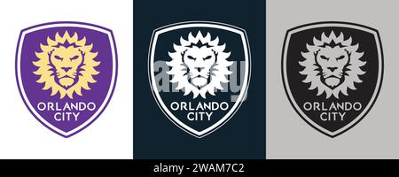 Orlando City SC Farbe Schwarz und weiß 3 Stil Logo USA professioneller Fußballverein Vektor-Illustration abstraktes bearbeitbares Bild Stock Vektor