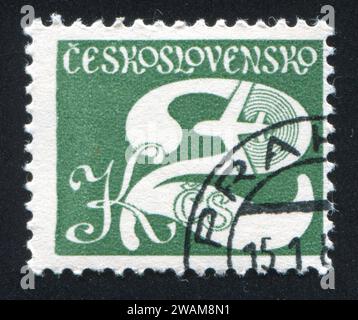 TSCHECHOSLOWAKEI - UM 1979: Stempel gedruckt von der Tschechoslowakei, zeigt Flugzeug, um 1979 Stockfoto