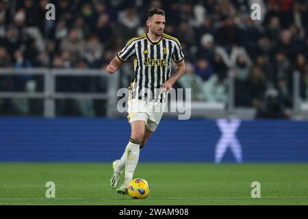 Turin, Italien. Januar 2024. Federico Gatti von Juventus während des Coppa Italia Spiels im Allianz Stadium in Turin. Der Bildnachweis sollte lauten: Jonathan Moscrop/Sportimage Credit: Sportimage Ltd/Alamy Live News Stockfoto