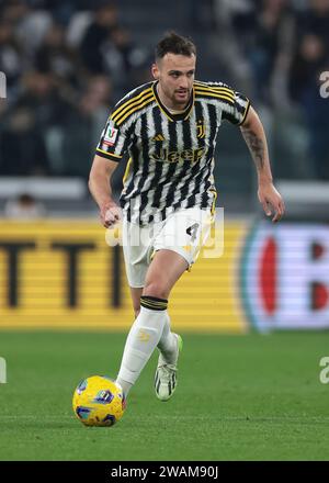 Turin, Italien. Januar 2024. Federico Gatti von Juventus während des Coppa Italia Spiels im Allianz Stadium in Turin. Der Bildnachweis sollte lauten: Jonathan Moscrop/Sportimage Credit: Sportimage Ltd/Alamy Live News Stockfoto