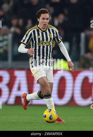 Turin, Italien. Januar 2024. Federico Chiesa von Juventus während des Spiels Coppa Italia im Allianz Stadium in Turin. Der Bildnachweis sollte lauten: Jonathan Moscrop/Sportimage Credit: Sportimage Ltd/Alamy Live News Stockfoto