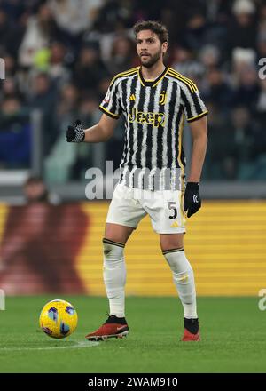 Turin, Italien. Januar 2024. Manuel Locatelli von Juventus während des Spiels Coppa Italia im Allianz Stadion in Turin. Der Bildnachweis sollte lauten: Jonathan Moscrop/Sportimage Credit: Sportimage Ltd/Alamy Live News Stockfoto