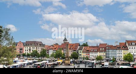 Erfurt, Deutschland - 20. Mai 2023: Panoramablick von Erfurt, Deutschland. Kopierbereich. Stockfoto