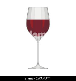 Weinglas mit Rotwein auf weißem Hintergrund. Alkoholisches Getränk Weinglas in flachem Stil. Vektorabbildung Stock Vektor