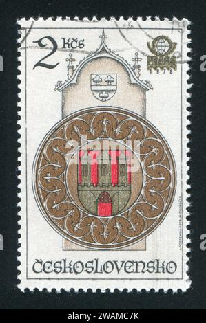 TSCHECHOSLOWAKEI - UM 1978: Stempel gedruckt von der Tschechoslowakei, zeigt Details aus Design Prager Rathausuhr, von Josef Manes, um 1978 Stockfoto