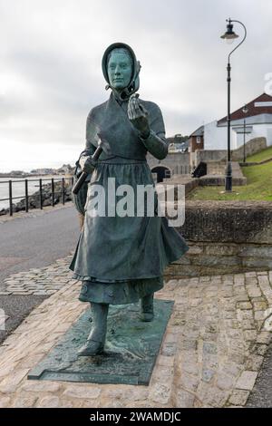 Foto der Mary Anning Bronzestatue in Lyme Regis in Dorset Stockfoto