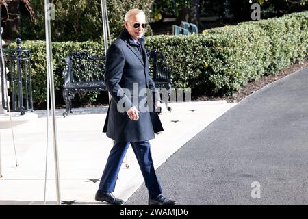 Washington, Usa. Januar 2024. Präsident Joe Biden verlässt das Weiße Haus, um seine Reise nach Philadelphia, Pennsylvania, zu beginnen. Quelle: SOPA Images Limited/Alamy Live News Stockfoto