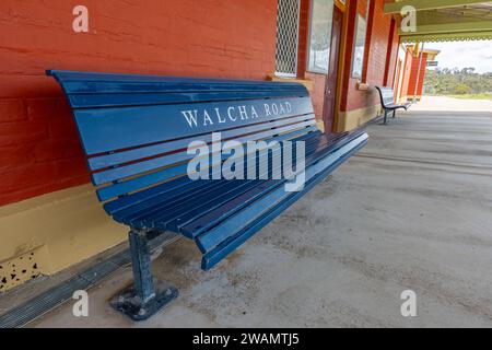 Der Bahnhof Walcha Road ist ein denkmalgeschützter Bahnhof an der Main Northern Line in Walcha Road, Walcha Shire, New South Wales. Stockfoto