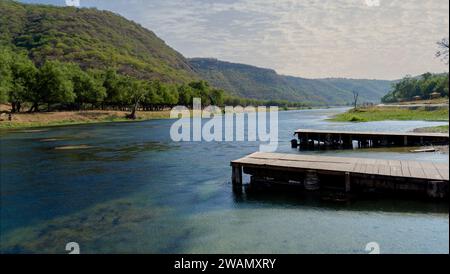 Bootsgebiet | Flussgebiet von Wadi Darbat in der Dhofar Region von Oman Stockfoto