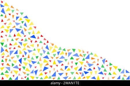 Abstraktes nicht-nahtloses Muster, einfache gestreute Geometrie Dreiecksformen Hintergrund Vektor Illustration gefüllt mit verschiedenen mehrfarbigen Elementen, dekorative Textur, trendiges modernes Design Stock Vektor