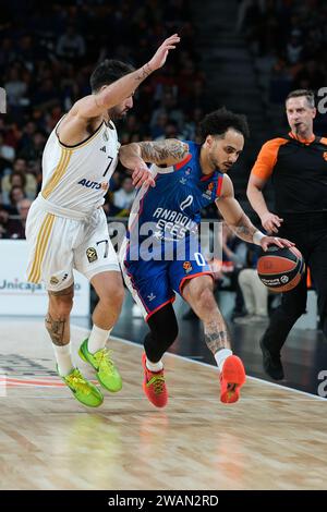 Larkin Shane von Anadolu Efes Istanbul während des Turkish Airlines EuroLeague Spiels zwischen Real Madrid und Anadolu Efes WiCenter am 5. Januar 2024 Stockfoto