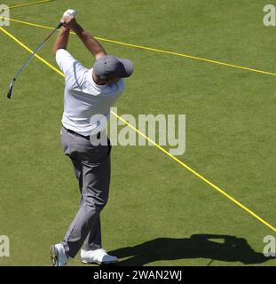 Southport, Lancashire, UK Juli, 17. Juli 2017 anonymer Spieler fährt während eines Trainingstages in der Open Golf Championship im Royal Birkdale Golf Club ab Stockfoto